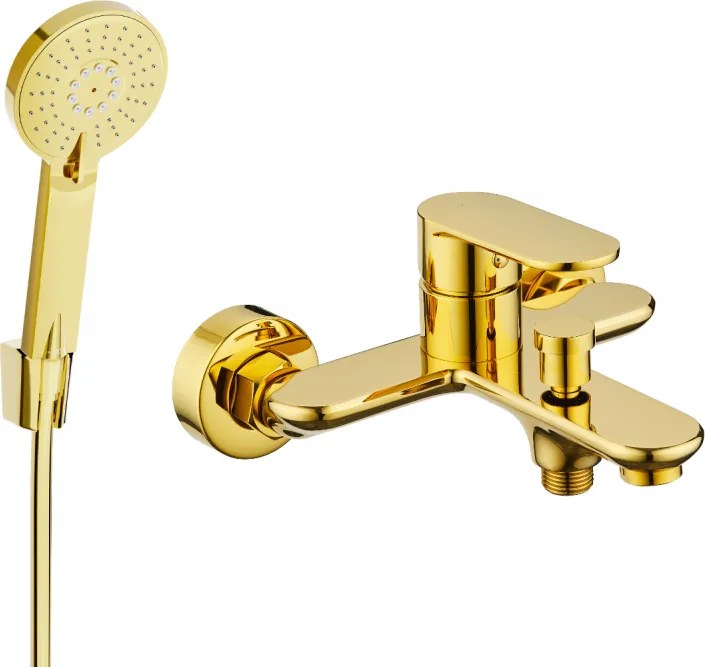 Mexen Milo R40 смесител за вана със душ комплект, златен - 7133R40-50