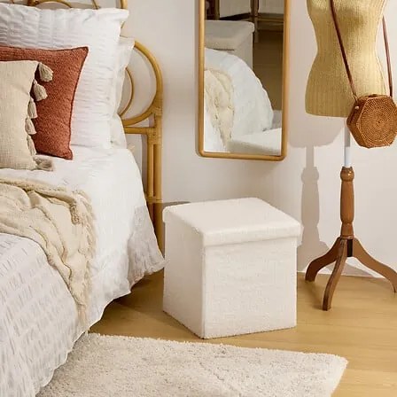 Сгъваема табуретка atmosphera Jaiko, Букле, Бял, 38x38 cm