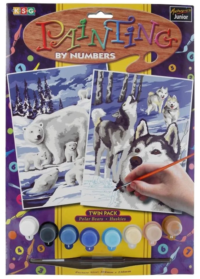 Sequin Art - Рисуване по номера две картини, Полярни мечки и Хъскита