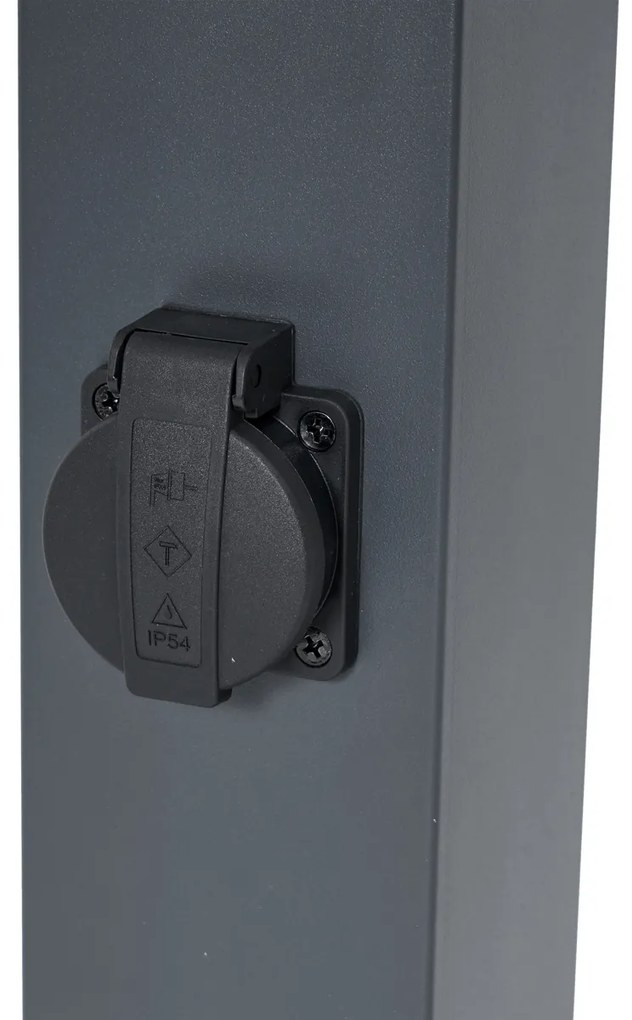 Външна лампа тъмно сива с димно стъкло 80 см IP44 с контакт и сензор за движение - Malios