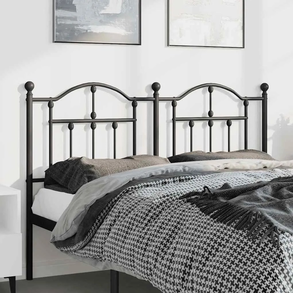 353471 vidaXL Метална табла за глава, черна, 135 см
