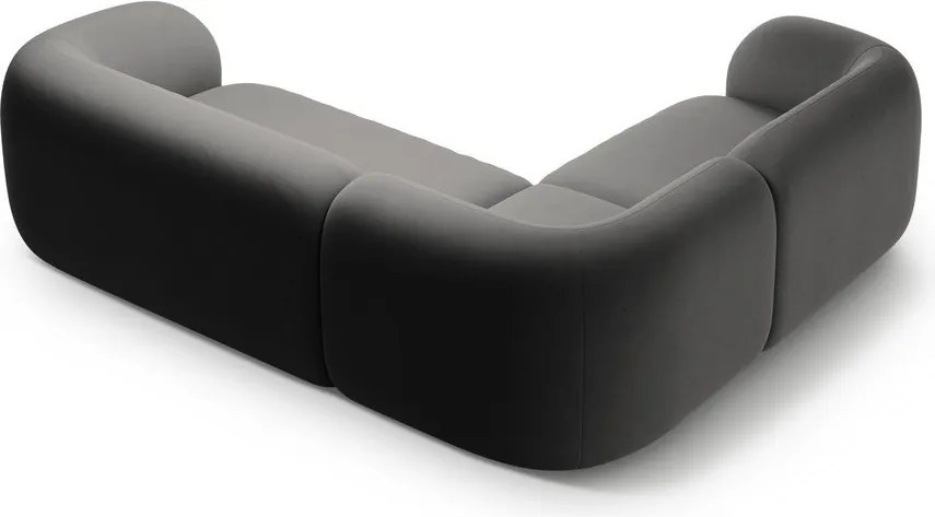 Тъмносив кадифен ъглов диван (ляв ъгъл/L форма) Kate – Micadoni