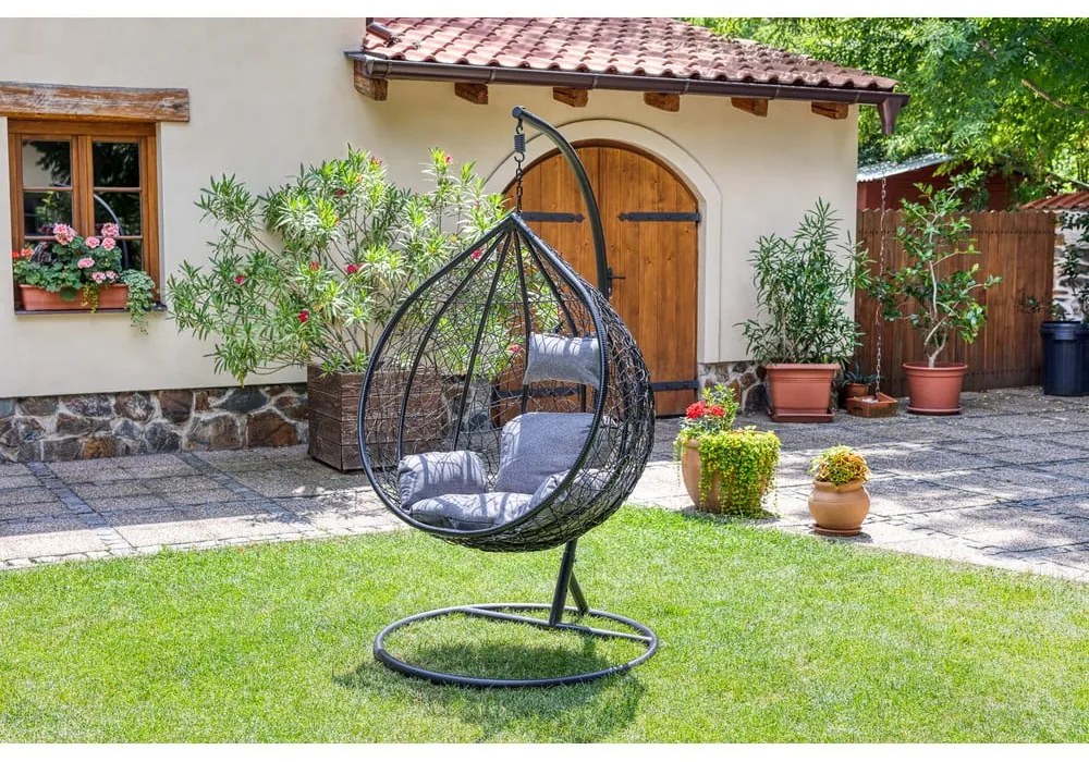 Тъмносив висящ фотьойл от изкуствен ратан Noela - Bonami Selection