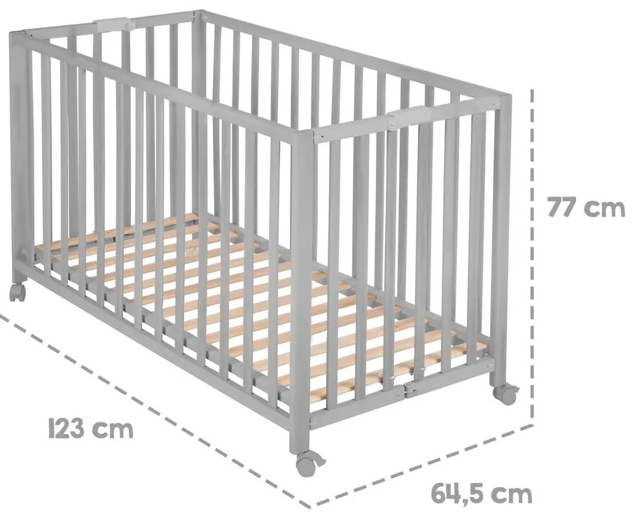 Сиво сгъваемо легло на колела 60x120 cm Fold up - Roba
