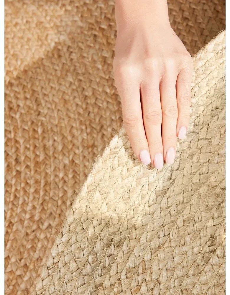 Двустранен ръчно изработен ютен кръгъл килим в естествен цвят ø 240 cm Jutta Gold – Hanse Home