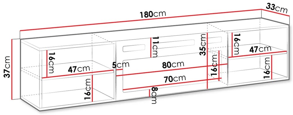 ТV шкаф Polo-Leuko-Mauro-Дължина: 200см