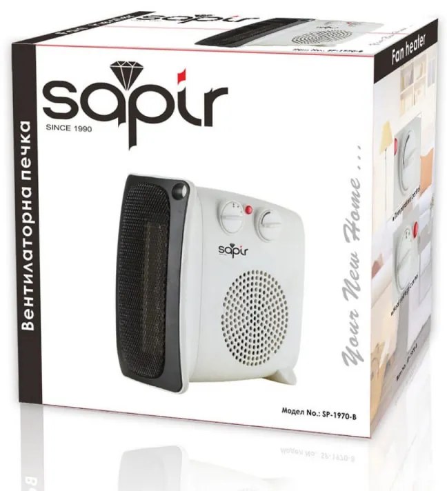 Вентилаторна печка Sapir SP-1970-B, 3 степени, 2000W, Регулируем термостат, Бял