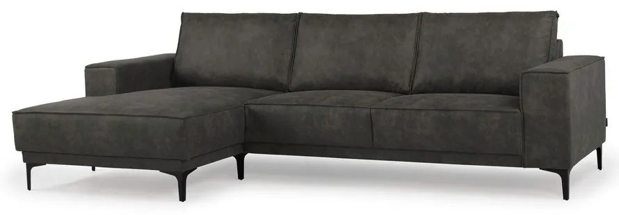 Ъглов диван в черно и сиво от изкуствена кожа (ляв ъгъл) Copenhagen - Scandic