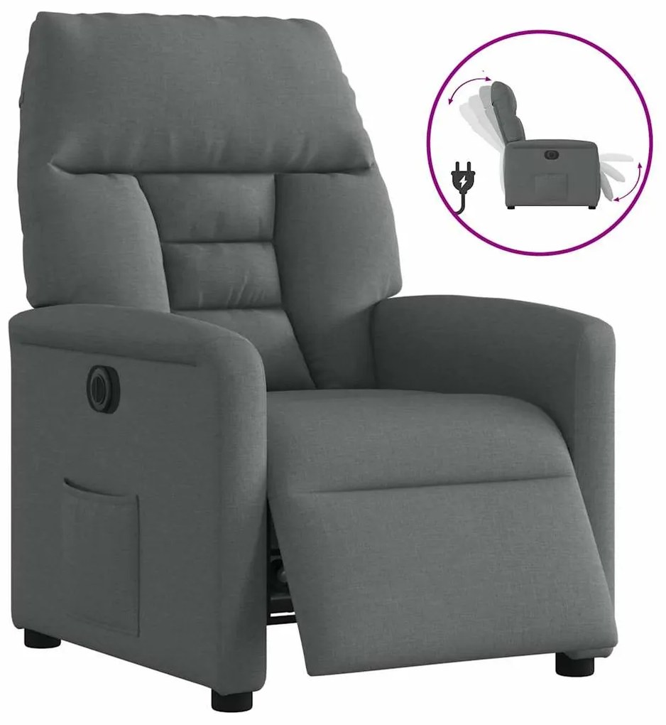 3303013 vidaXL Електрически наклоняем стол, тъмносив, текстил