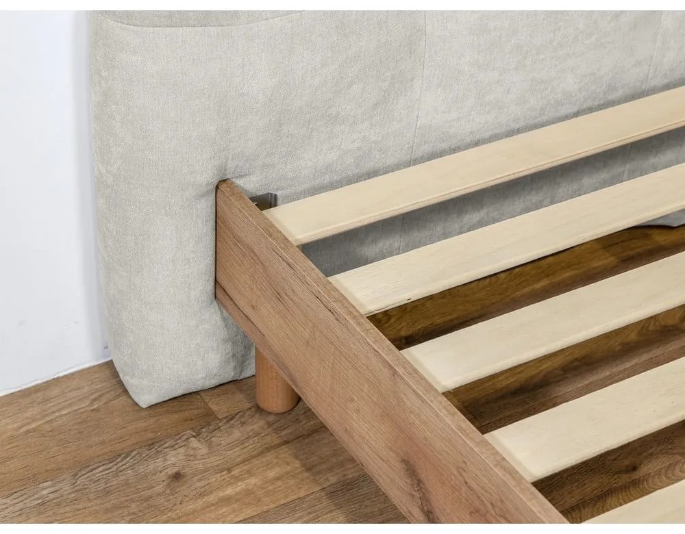 Светлосиво двойно тапицирано легло с включена подматрачна рамка 160x200 cm Kumo – Bobochic Paris