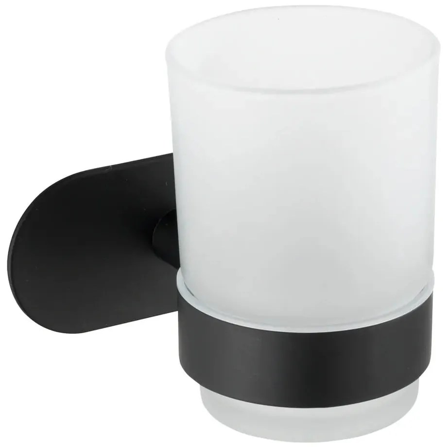 Матово черен комплект самозалепващи аксесоари за баня от неръждаема стомана Orea - Wenko