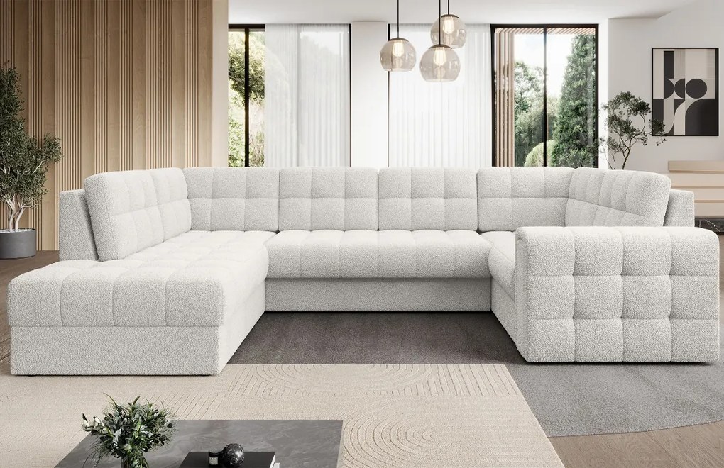 Ъглов диван Bale U-Светлосив-Десен