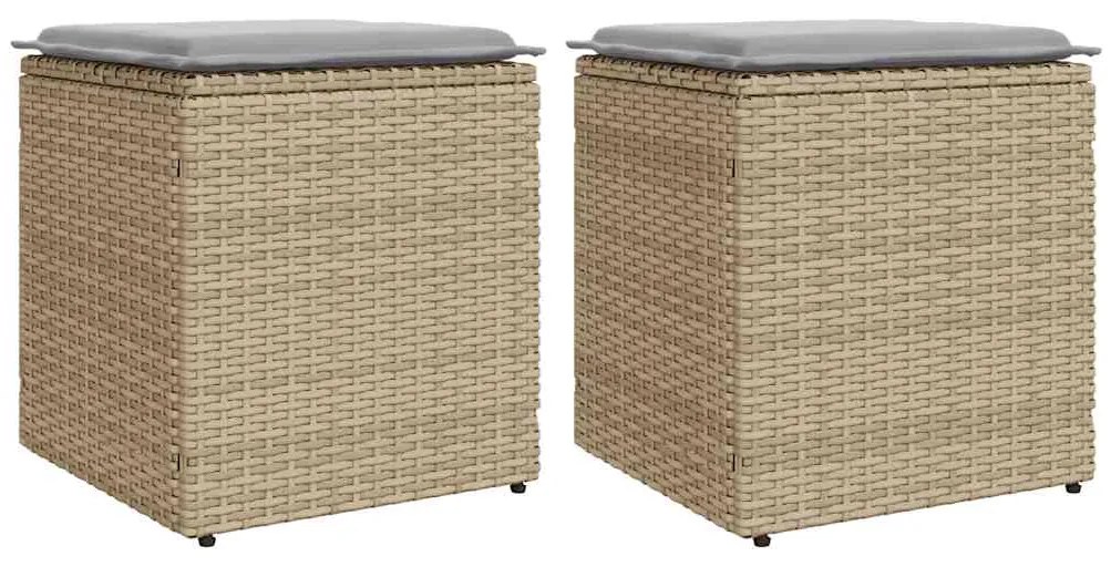 4104042 vidaXL Градински табуретки с възглавници 2 бр. бежови 40x40x43 cm
