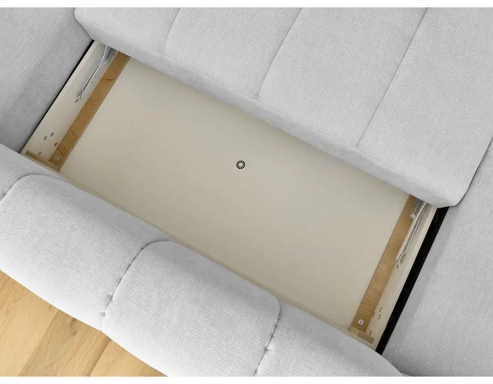 Светлосив сгъваем/с място за съхранение ъглов диван (десен ъгъл/U форма) Fuji – Bobochic Paris