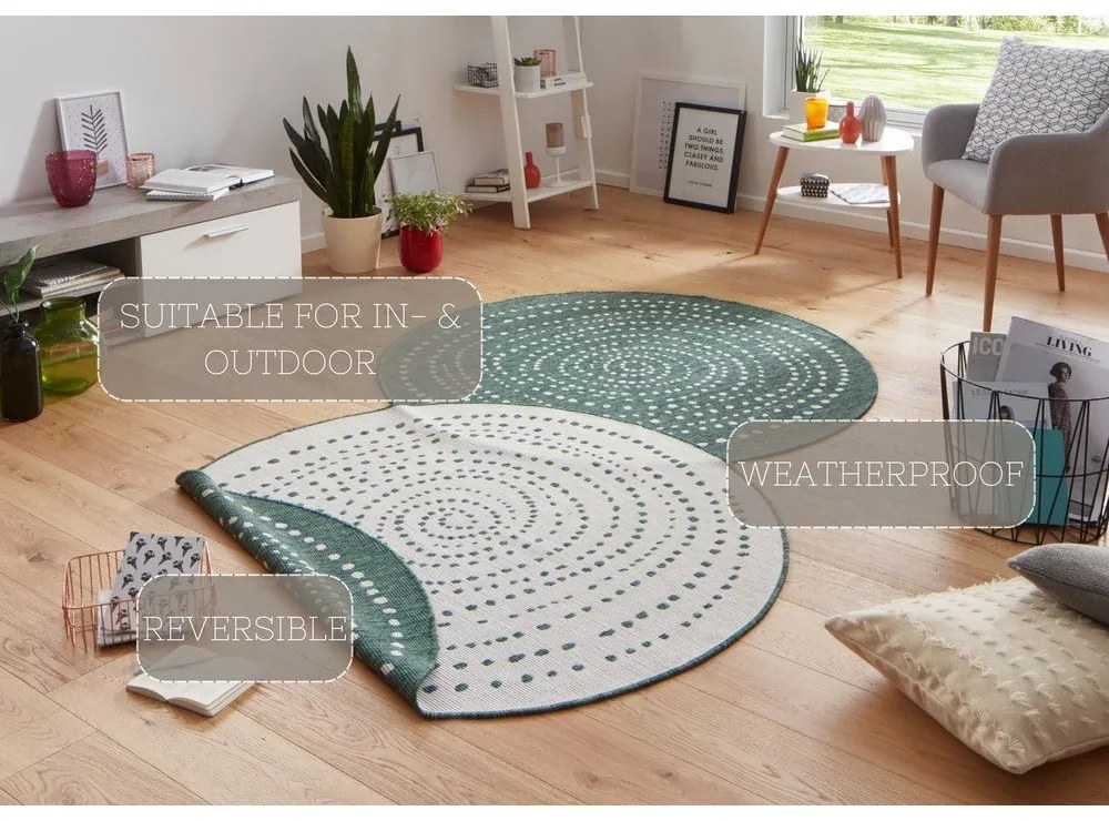 Зелен двустранен килим за открито , Ø 200 cm Bali - NORTHRUGS