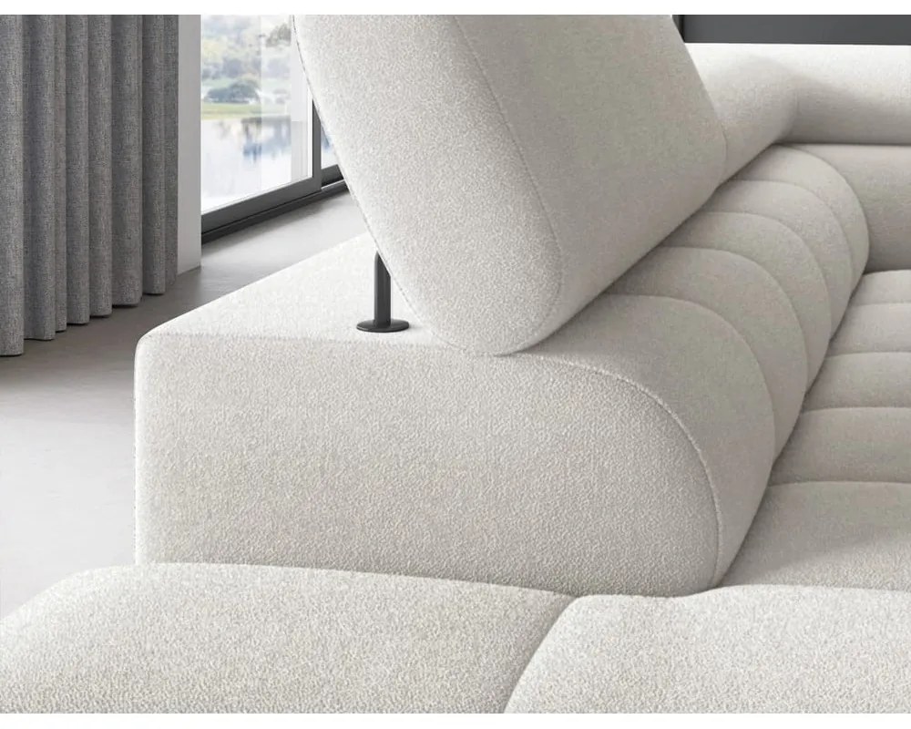 Кремав разтегателен ъглов диван с място за съхранение от букле (ляв ъгъл L форма) Ferucce – ELTAP