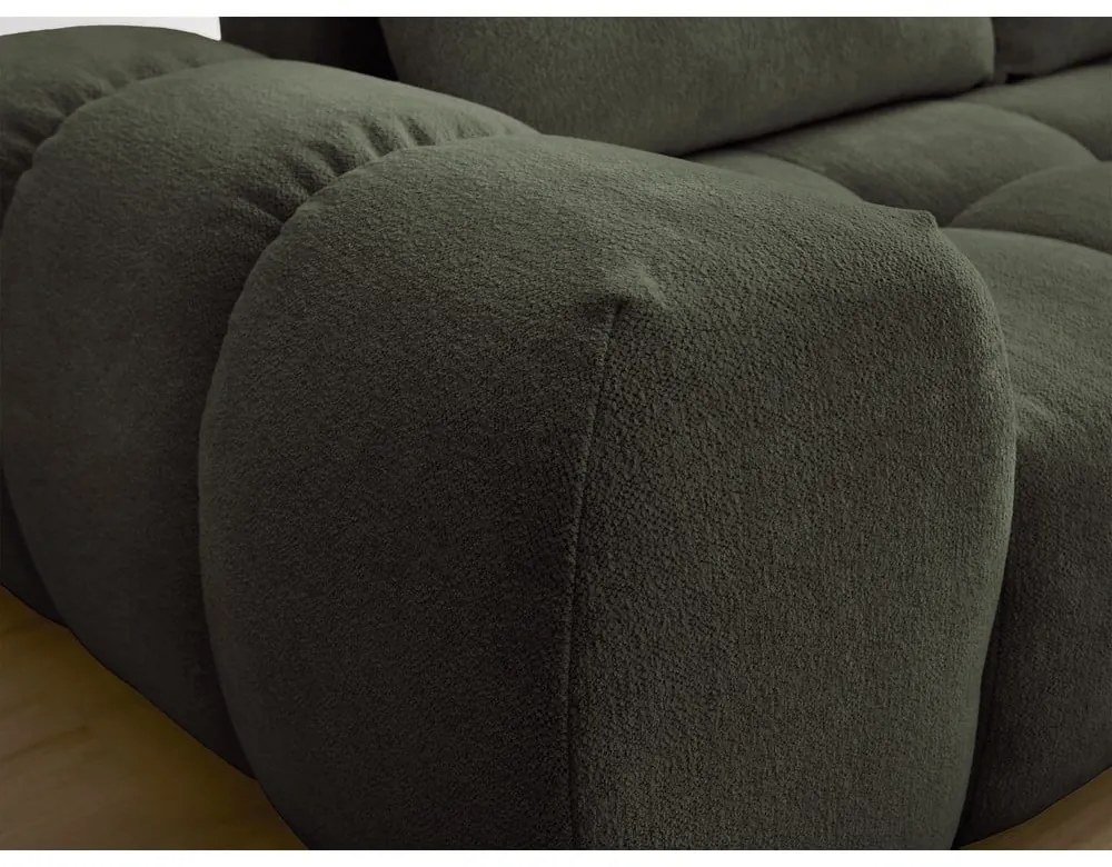 Зелен шенилов сгъваем/с място за съхранение ъглов диван (десен ъгъл/L форма) Everest – Bobochic Paris