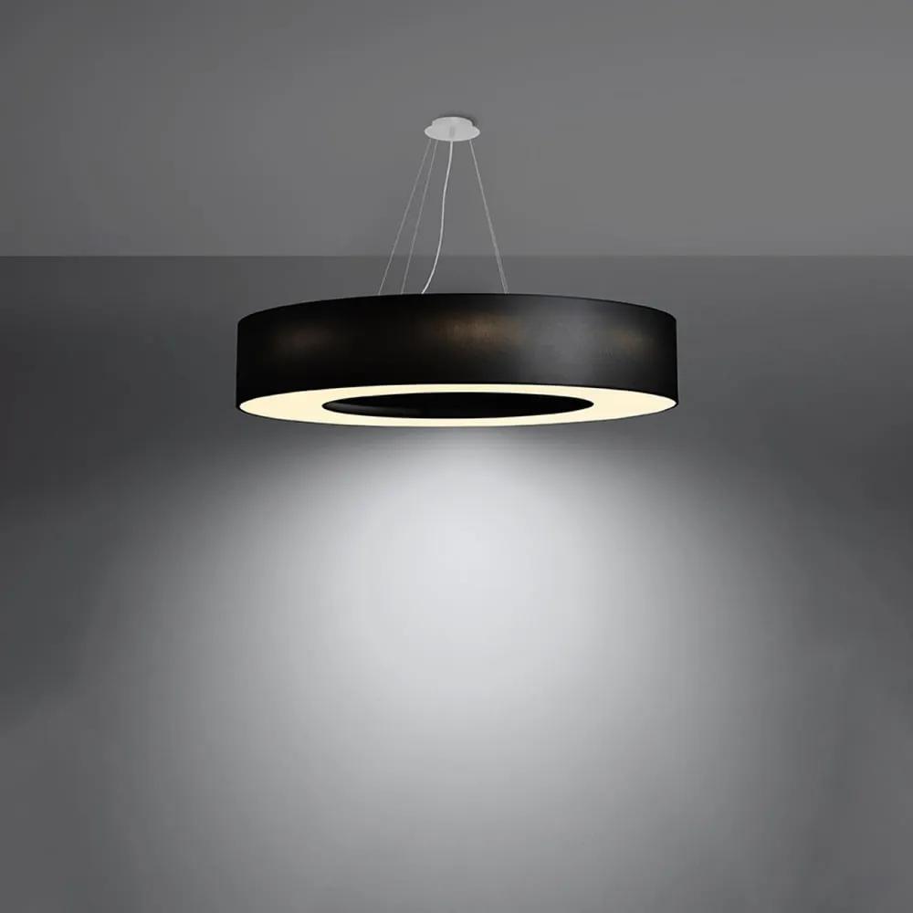Черно висящо осветително тяло с текстилен абажур ø 90 cm Galata – Nice Lamps