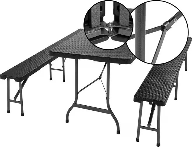 Пивоварен комплект Malmö - сгъваема маса + 2 пейки