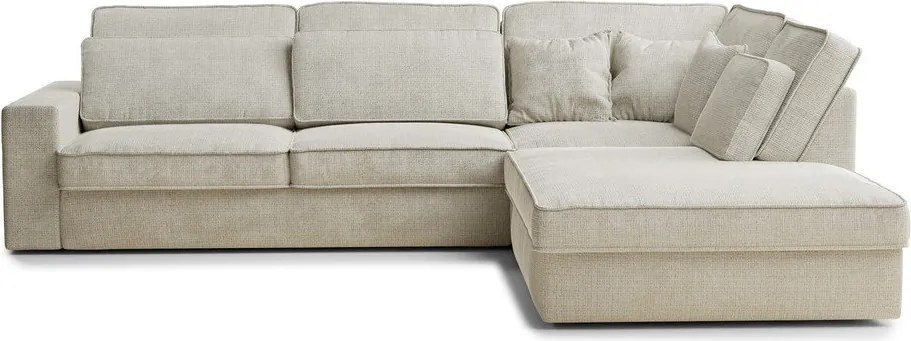 Сиво-бежов шенилов ъглов диван (десен ъгъл/L форма) Kirou – Maison de Rêve