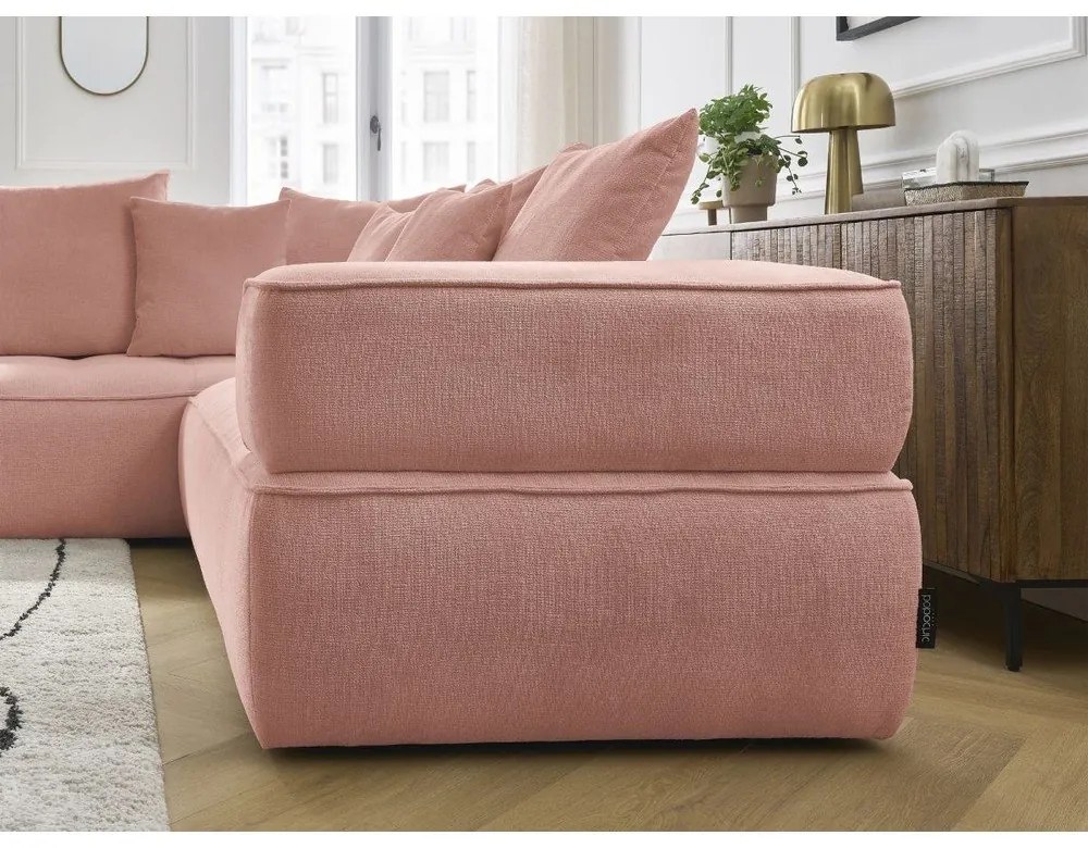 Розов шенилов ъглов диван (ляв ъгъл/L форма) Whesley – Bobochic Paris
