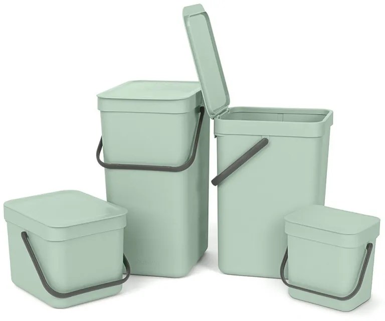 Кош за разделно събиране на боклук Brabantia Sort&Go 1005520, 3 л, Дръжка, Възможност за стенен монтаж, Светлозелен