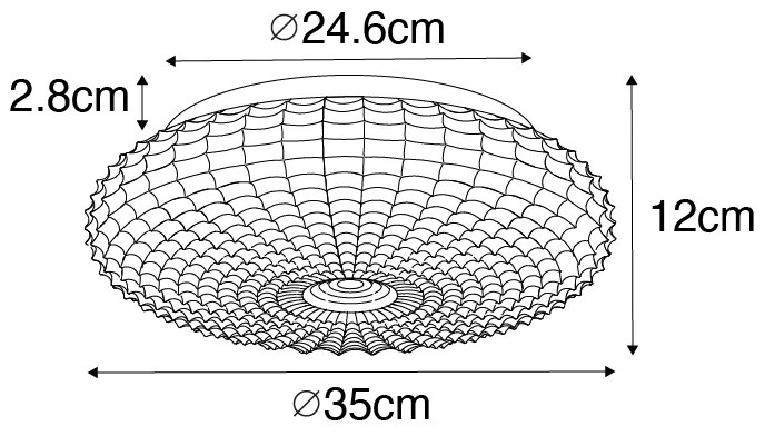 Класическа таванна лампа черна с опалово стъкло 35 см IP44 - Nohmi