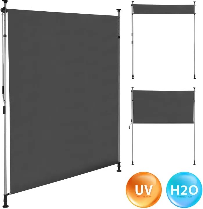 Свободностояща тента за балкон, параван за тераса с дръжка - сива