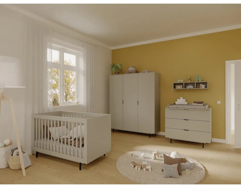 Сив детски скрин с маса за преповиване 105x102x54 cm Tomino – Germania