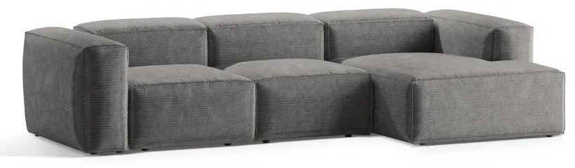 Светлосив ъглов диван от рипсено кадифе (десен ъгъл) Bergamo – Cosmopolitan Design