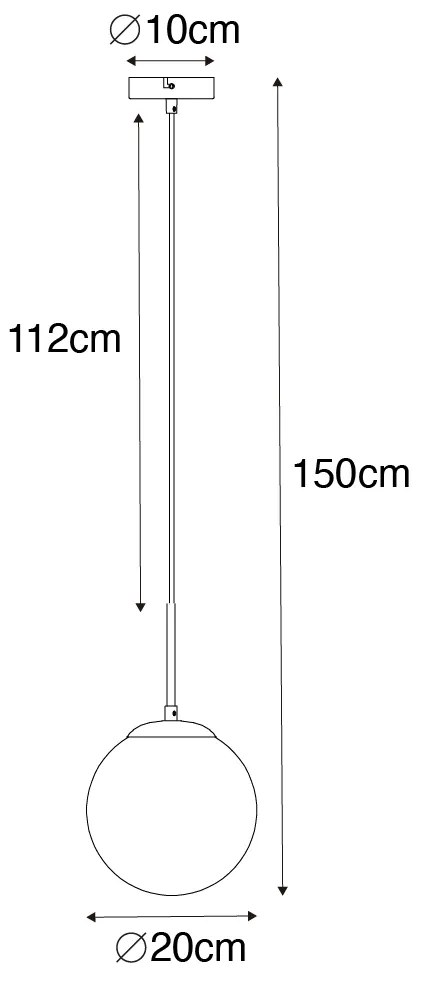 Висяща лампа в стил Арт Деко черна с опушено стъкло - Flore
