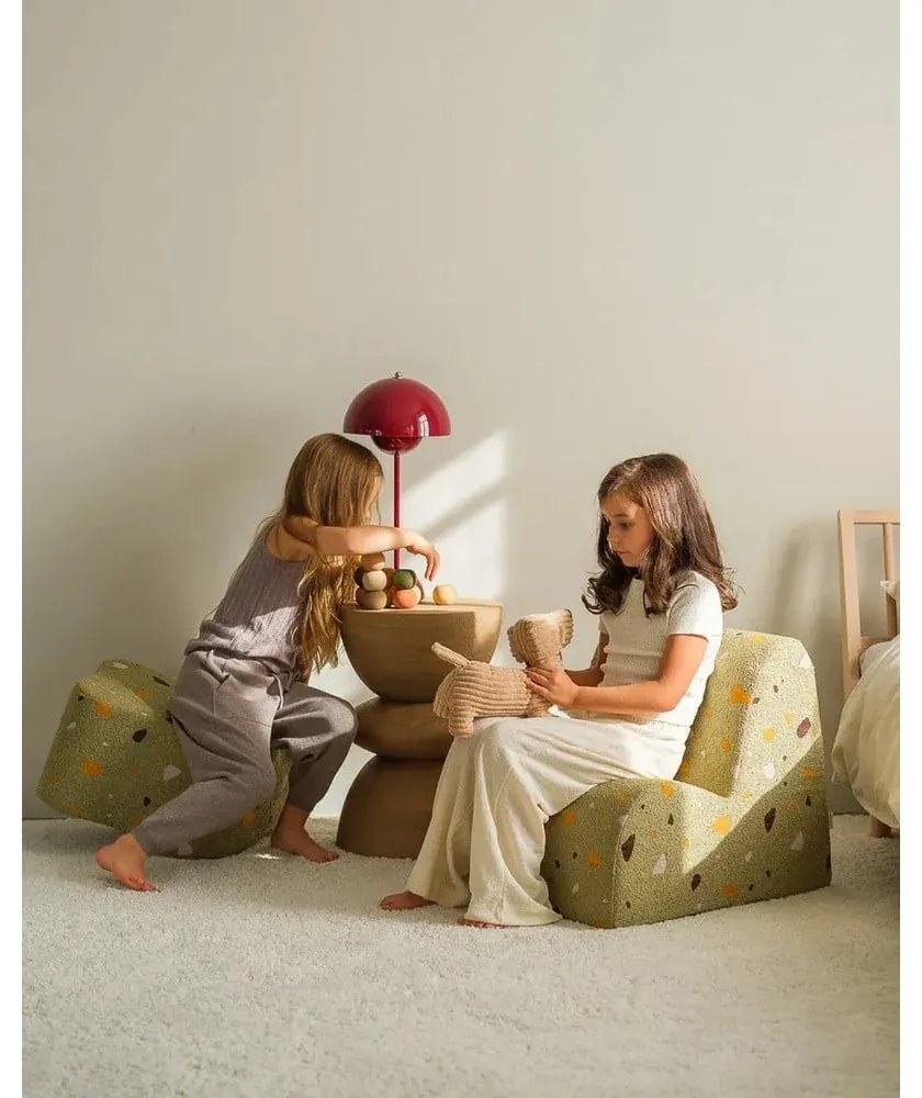 Зелен детски стол от букле и шенил Terrazzo Cloud – Wigiwama