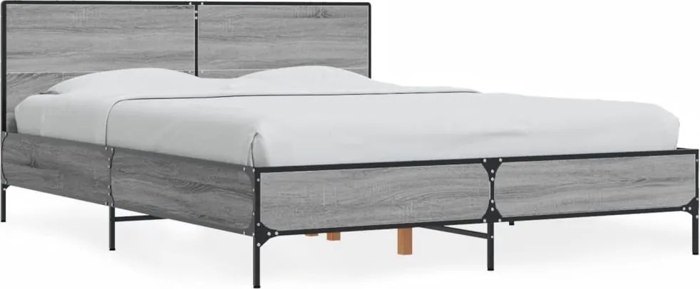 3279995 vidaXL Рамка за легло, сив сонома, 120x200 см, инженерно дърво и метал