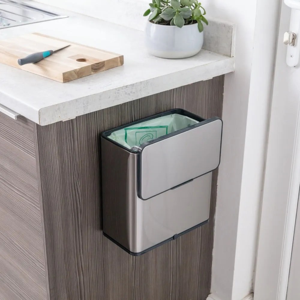 Контейнер за компостируеми отпадъци в сребрист цвят 7 л - Addis