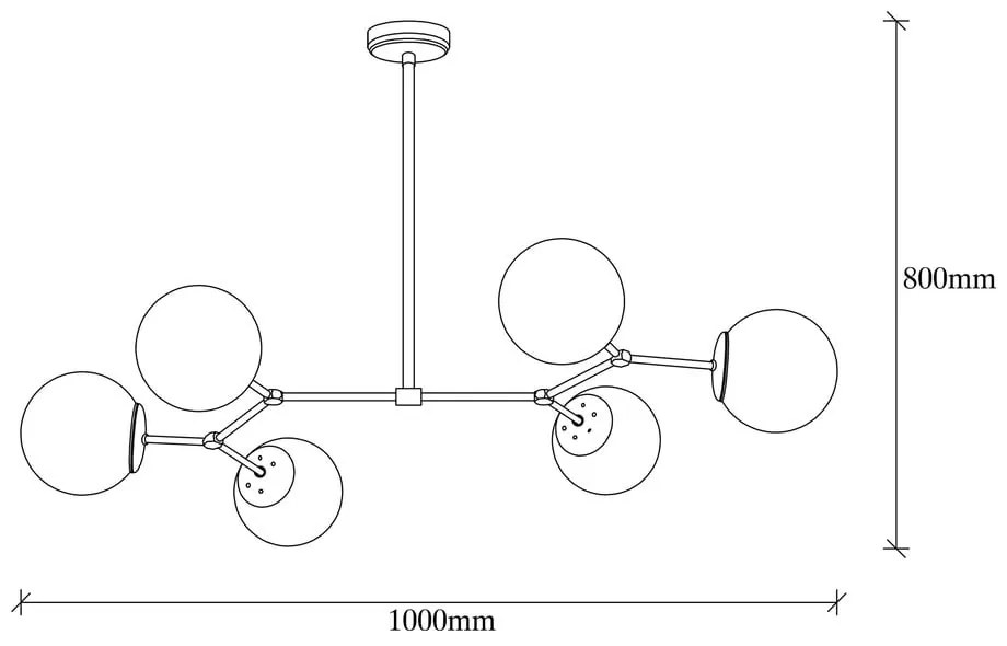 Черно висящо осветително тяло за 6 крушки Damar Horizontal - Opviq lights