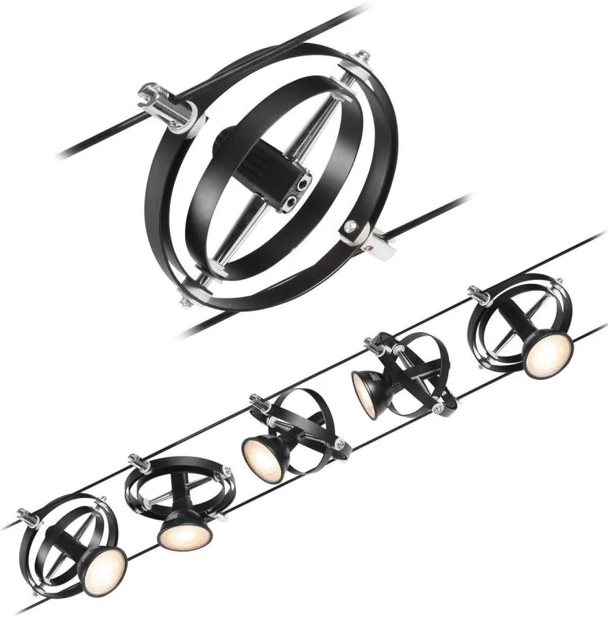 Paulmann 94440 - Комплект 5xGU5,3/10W прожектори CARDAN 230V черен