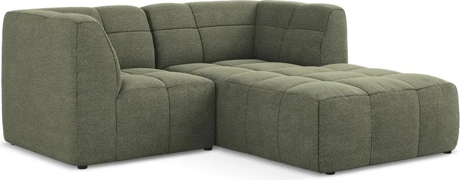 Зелен ъглов диван от прежда с примки от букле (десен ъгъл) Aloha – Makamii