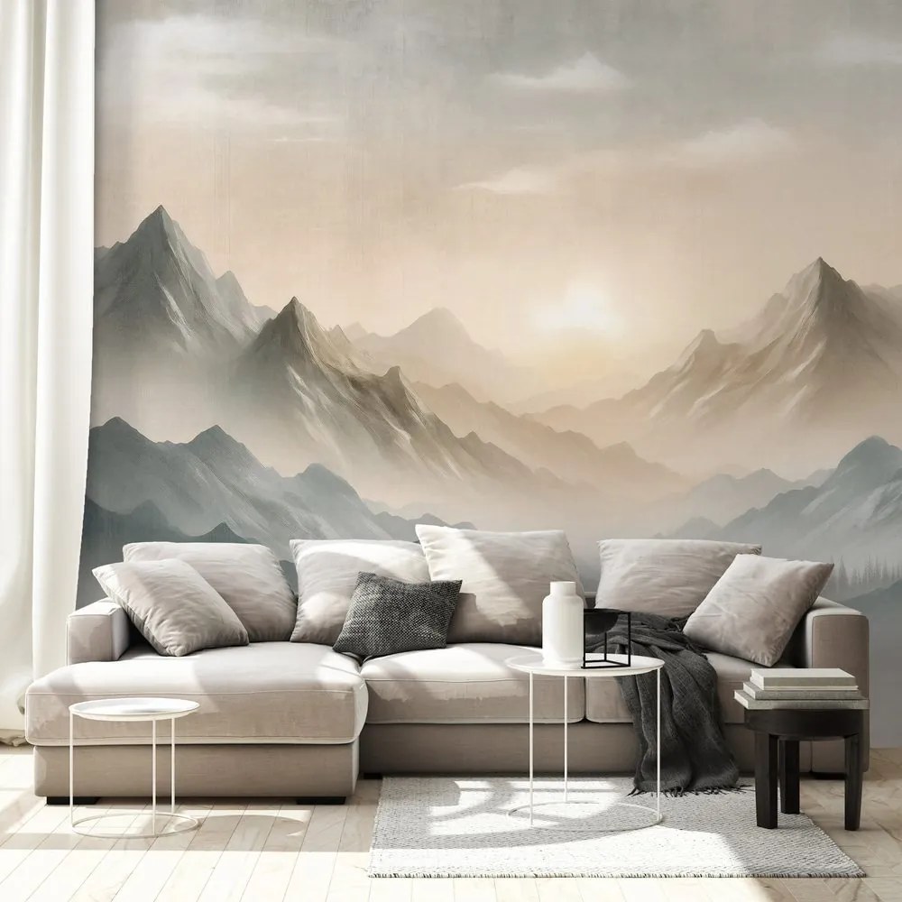 Самозалепващ тапет – Мъглива планинска панорама