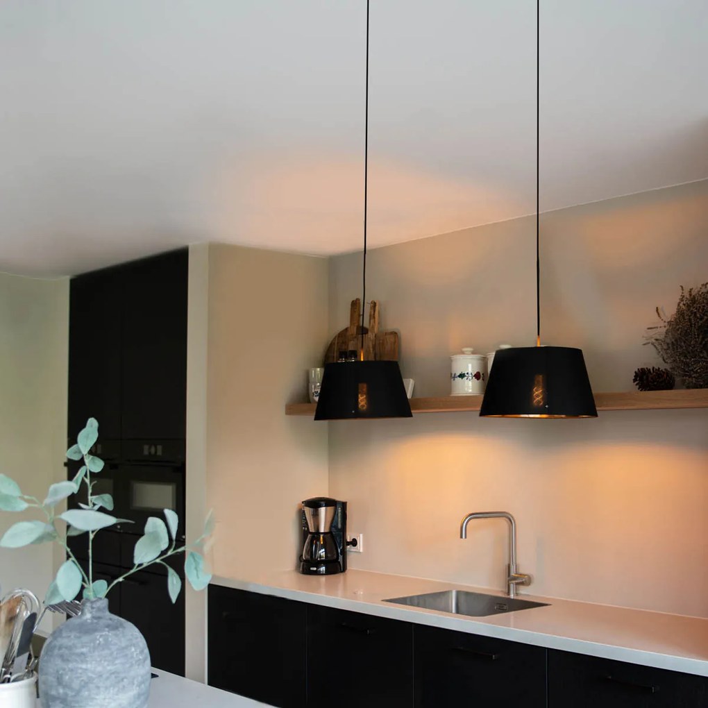 Модерен висящ лампион черен с 2 светлини - Lofty