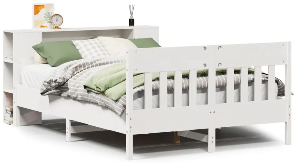 3323195 vidaXL Легло с етажерка за книги, без матрак, 120x190 см, бор масив