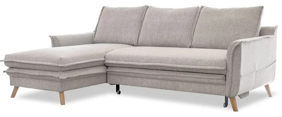 Сиво-бежов разтегателен/с място за съхранение ъглов диван (ляв ъгъл) Charming Charlie – Miuform