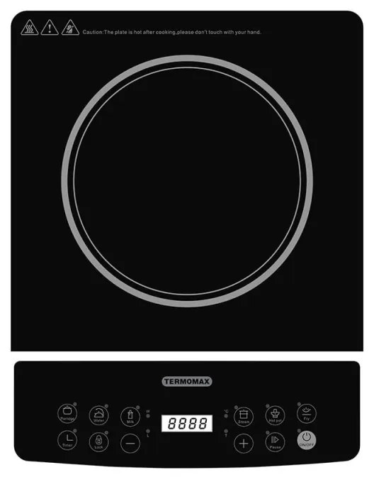 Котлон индукционен Termomax TC-272, 2000W,6 функции за готвене, Таймер 240 минути, LED дисплей, Черен