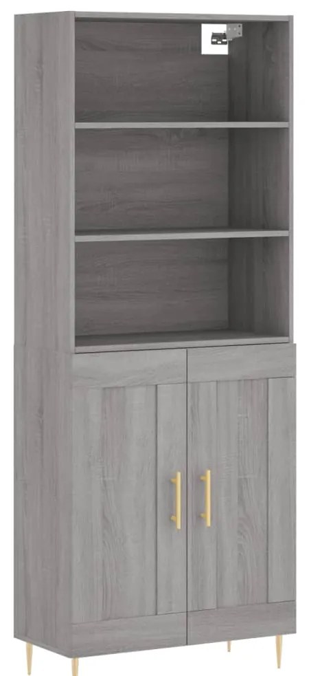 3189947 vidaXL Висок шкаф, сив сонома, 69,5x34x180 см, инженерно дърво