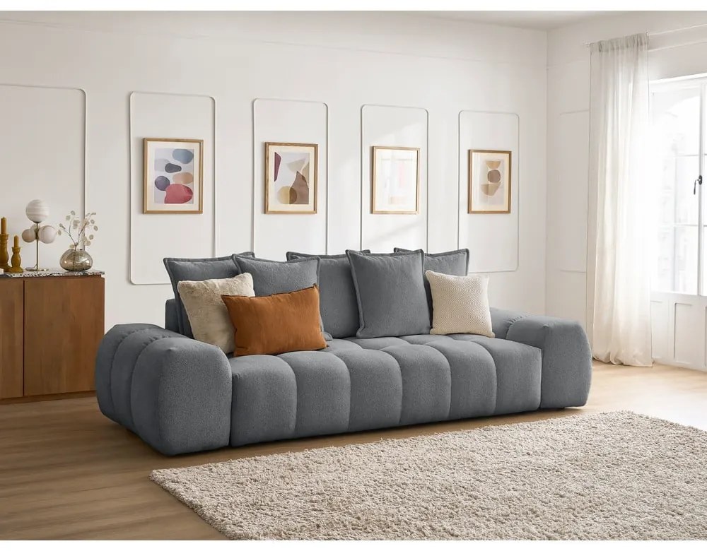 Тъмносив шенилов сгъваем/с място за съхранение диван 278 cm Everest – Bobochic Paris