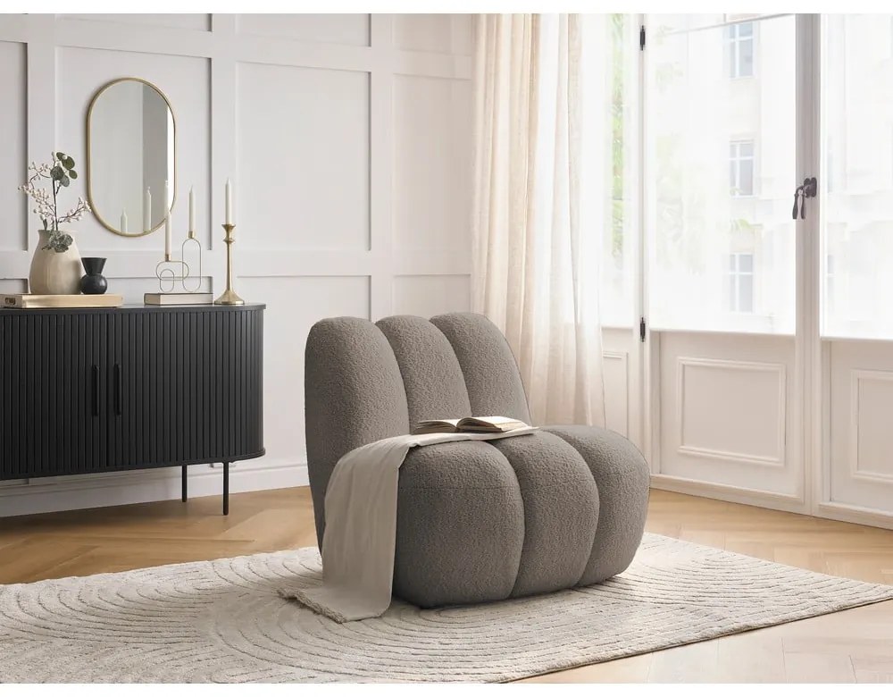 Кафяво-сиво кресло от прежда с примки от букле Janissaire – Bobochic Paris