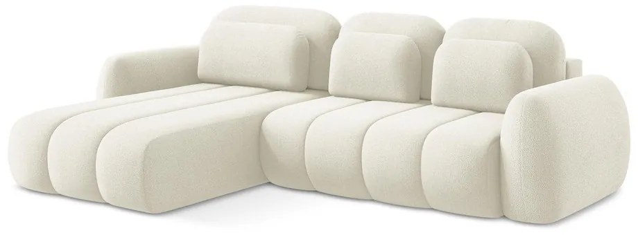 Бежов разтегателен ъглов диван с място за съхранение от букле (ляв ъгъл) Pele – Makamii