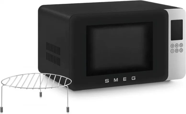 Микровълнова фурна с грил 4в1 SMEG Collezione MOC01BLMEU, 1900W, 29 л, 18 програми, Плавно затваряне, Звуков сигнал, LCD, Черен мат