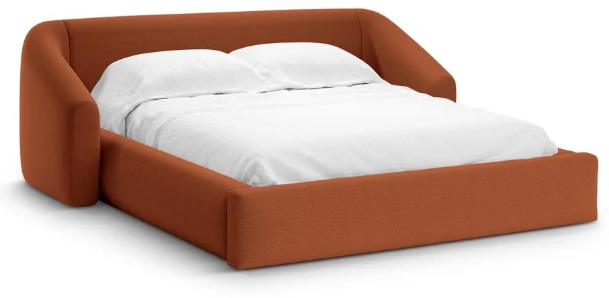 Двойно легло 160x200 cm тапицирано с място за съхранение с включена подматрачна рамка в тухлен цвят Campi – Cosmopolitan Design