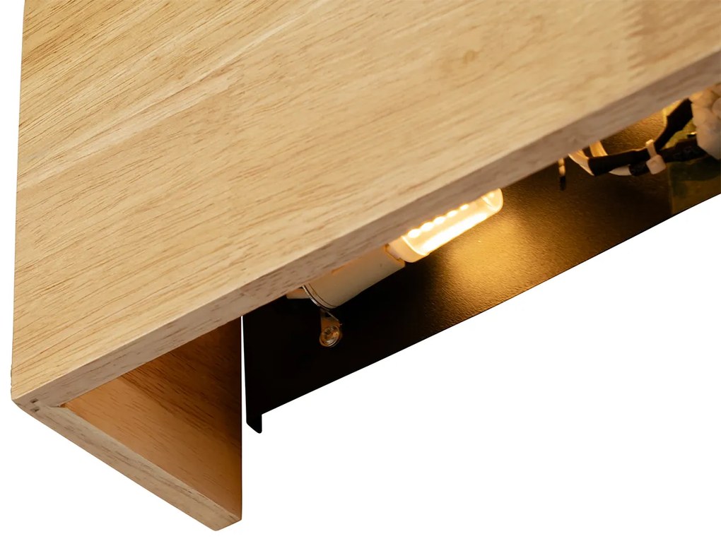 Рустикална стенна лампа дъбово дърво 2 светлини - Otan