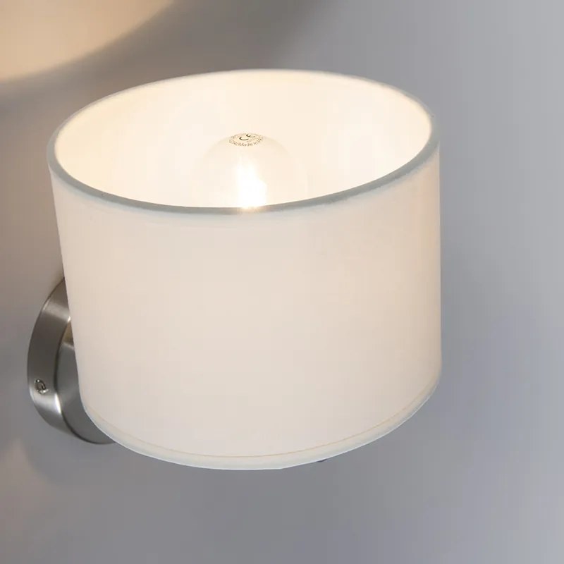 Модерна стоманена стенна лампа с бял абажур - VT